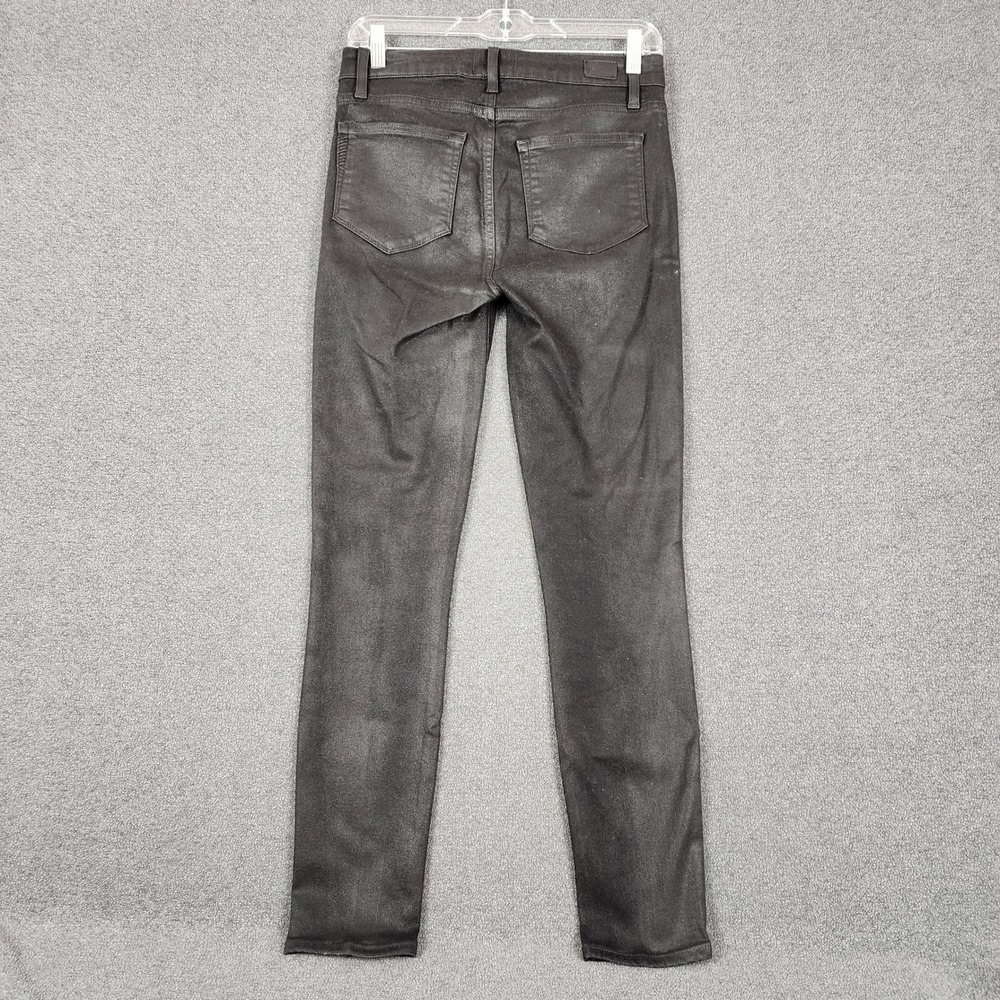 Paige Hoxton Ankle Coated Black Skinny Jeans High Rise Size 27 Leather Look - Picture 4 of 9